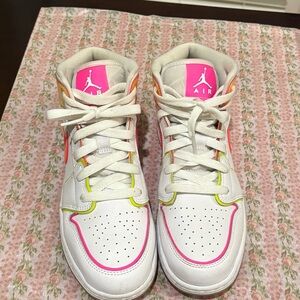 Air Jordan Sneakers with White and Neon Yellow Interior